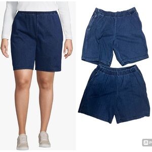 Lands’ End Women’s Sport Knit Short‎ High Rise Pull On Denim Blue  Lot 2 Size XS